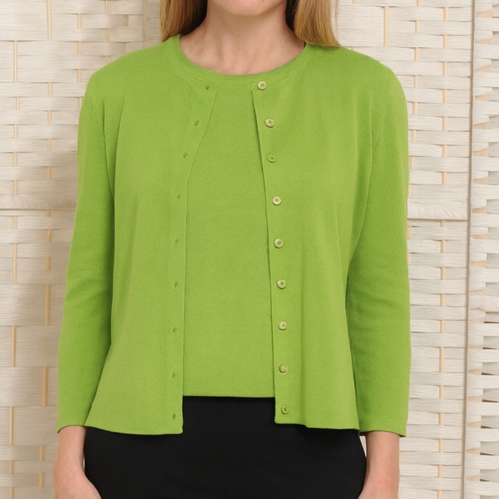 Green Women's Button-Front Cardigan Sweater
